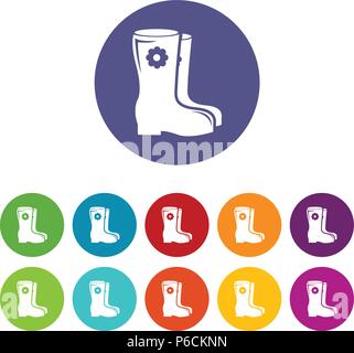 Boots icons set vector color Stock Vector