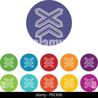 Two non barrier railways icons set vector color Stock Vector