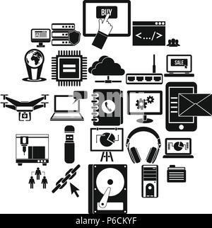 Wireless technologies icons set, simple style Stock Vector