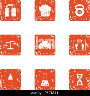 Body chemistry icons set, grunge style Stock Vector