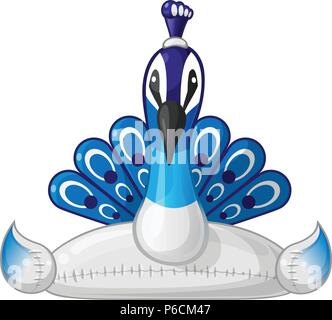 Inflatable peacock swim ring float - front view cartoon style Stock Vector