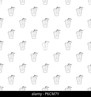 Plastic cup of limonade icon, outline style Stock Vector