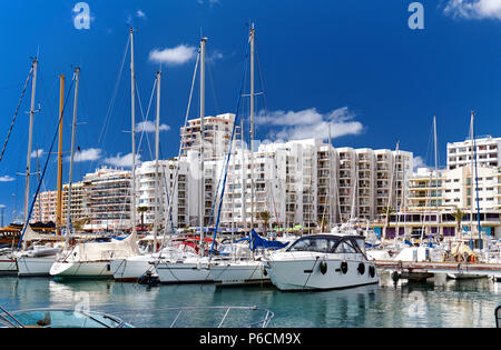 Port of San Antonio de Portmany. San Antonio (also Sant Antoni) is the second largest town in Ibiza. Balearic Islands. Spain Stock Photo