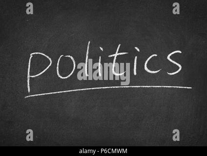 politics concept word on a blackboard background Stock Photo