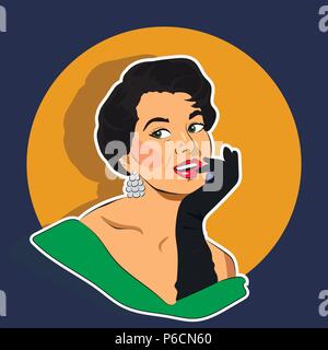 Beaming Woman - Retro Clip Art Stock Vector