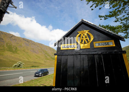 old aa telephone box on the a591 dunmail raise in the lake district cumbria england uk Stock Photo