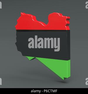 Africa countrie Libya 3D flag maps on a grey background Stock Photo