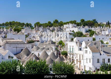 Panoramic view of Alberobello with trulli roofs and terraces, Apulia region, Southern Italy Stock Photo