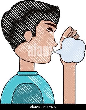 man coughing icon over white background, vector illustration Stock Vector