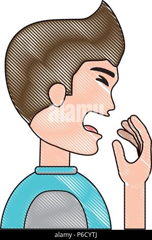 man coughing icon over white background, vector illustration Stock Vector