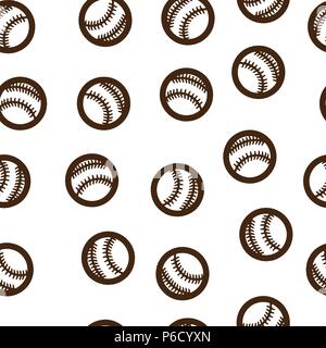 Baseball ball pattern seamless. Vector illustration. Isolated white background. Stock Vector