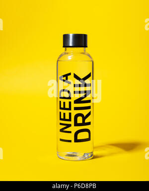 Download I Need A Drink Water Bottle Over Yellow Background Stock Photo Alamy PSD Mockup Templates