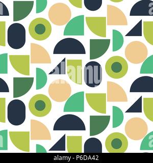 Green geometric shapes seamless vector pattern. Stock Vector