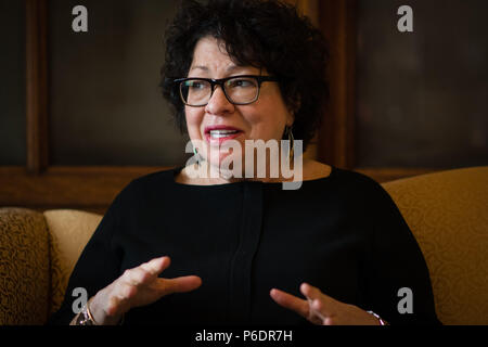 Washington, DC, USA. 22nd May, 2017. U.S. Supreme Court Justice Sonia Sotomayor during an interview at the Library of Congress next door to the court. Credit: Jay Mallin/ZUMA Wire/Alamy Live News Stock Photo