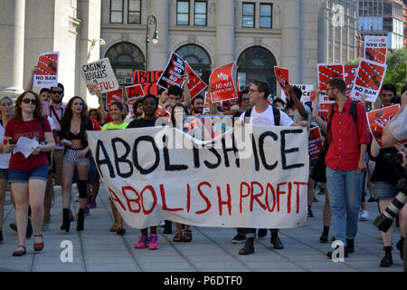 New York, USA, 29 June 2018. People marching to abolish ICE in New York City. Credit: Christopher Penler/Alamy Live News Stock Photo