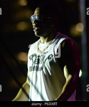 Milwaukee, Wisconsin, USA. 28th June, 2018. Rap artist Nelly performs live at Henry Maier Festival Park during Summerfest in Milwaukee, Wisconsin. Ricky Bassman/Cal Sport Media/Alamy Live News Stock Photo