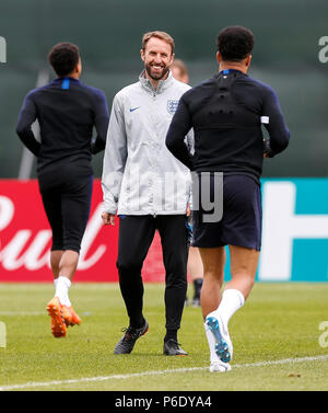 St Petersburg, Russia, 30 June 2018. England Manager Gareth Southgate and Kyle Walker of England during an England training session at Stadium Spartak Zelenogorsk on June 30th 2018 in Zelenogorsk, Saint Petersburg, Russia. (Photo by Daniel Chesterton/phcimages.com) Credit: PHC Images/Alamy Live News Stock Photo