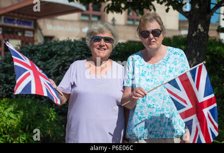 Morden, Surrey, UK. 30 June, 2018. Armed Forces Day Parade takes place at 09.45am with a march past, the salute taken by the Deputy Lieutenant and Mayor of Merton, with dignitaries and local MPs outside Merton Civic Centre on roads closed to traffic. Taking part are members of the Royal British Legion, British Army, Royal Navy, Royal Air Force and London Nepalese (Gurkha) Association. Credit: Malcolm Park/Alamy Live News. Stock Photo