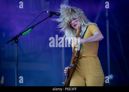 Finsbury park, UK. 30th June, 2018, Deap Vally Featuring Lindsey Troy (guitar, vocals) and Julie Edwards (drums and vocals) performing at Queens of the Stone Age and Friends UK.Finsbury park London.© Jason Richardson / Alamy Live News Stock Photo