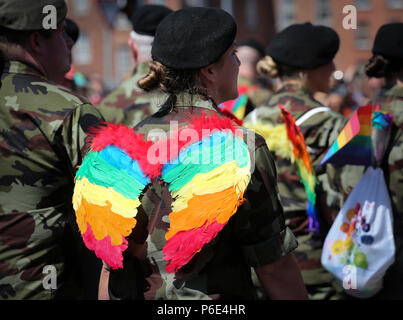 Dublin, Ireland. 30th June 2018. Members of the Irish Defence Forces take part in this years LGBTQ Pride Parade in Dublin.  Credit: Laura Hutton/Alamy Live News Stock Photo