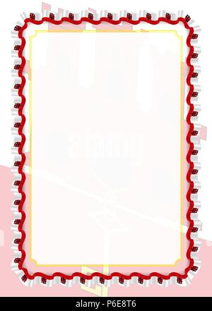 Frame and border of ribbon with Gibraltar flag, template elements for your certificate and diploma. Vector. Stock Vector