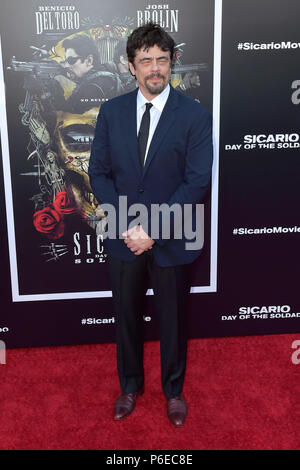 Benicio del Toro attending the 'Sicario: Day of the Soldado' premiere at Westwood Regency Village Theatre on June 26, 2018 in Los Angeles, California. Stock Photo