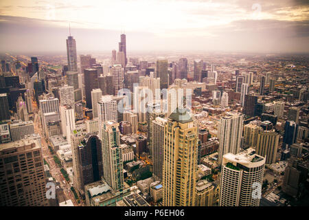 Chicago Illinois skyline cityscape seen from above Stock Photo