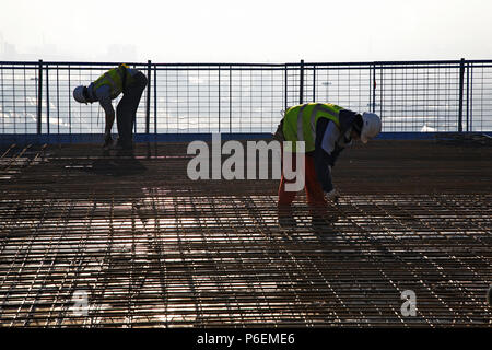 Working construction building site in Leeds, Yorkshire Stock Photo