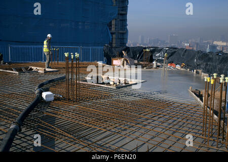 Working construction building site in Leeds, Yorkshire Stock Photo