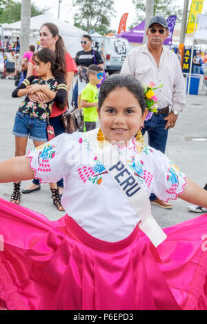 Miami Florida,Miami-Dade Expo Center centre Fairgrounds Tamiami Park,Junta Hispana Hispanic Festival,Latin American girl girls,female kid kids child c Stock Photo