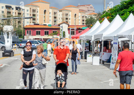 Florida,Coral Gables,Hispanic Cultural Festival,Latin American event,vendor tents,adult adults man men male,woman women female lady,boy boys,kid kids Stock Photo