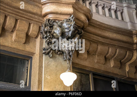 Detail of Dragon Bronze Lamp at the Entrance Hall inspired in Hell of Palacio Barolo (Barolo Palace) - Buenos Aires, Argentina Stock Photo