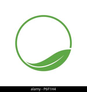 Organic Leaf Circle Simple Emblem Logo Template Vector Symbol Graphic Design Stock Vector