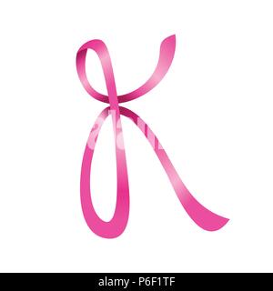 Pink Ribbon Lettermark Initial K Vector Symbol Graphic Logo Design Stock Vector