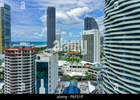 Broadbeach Australia - March 13, 2018: Cityscape Gold Coast. Broadbeach is a suburb in the City of Gold Coast, Queensland, Australia. At the 2011 Cens Stock Photo