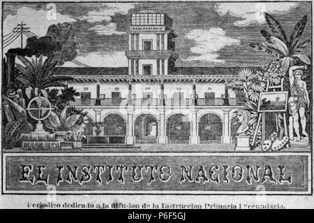 Español: Logo del periódico El Instituto Nacional, del Instituto Central para Varones de Guatemala . 15 December 1882 40 El Instituto Nacional 1882 Stock Photo