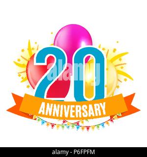 Template 20 Years Anniversary Congratulations, Greeting Card with ...