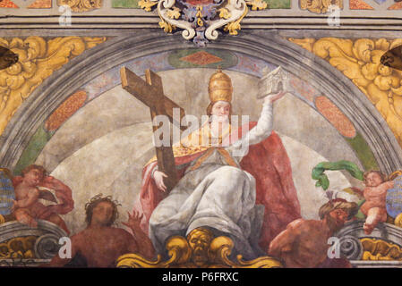 17th Century Fresco in the Church of Saint Nicholas and Saint Peter Martyr in Valencia, Spain Stock Photo