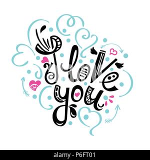 Love you red calligraphic text in form of heart 1429634 Vector Art