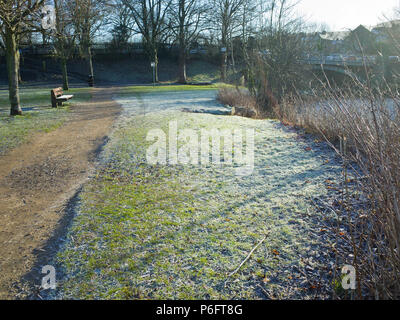 Frosty Morning Riverside Gardens Ilkley West Yorkshire UK Stock Photo
