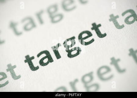 word target  printed on white paper macro Stock Photo