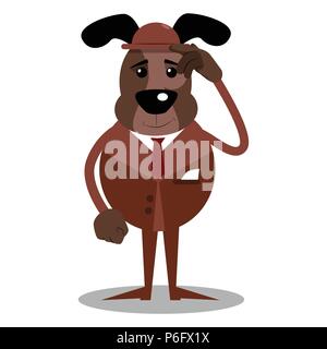 Cartoon illustrated business dog confused. Stock Vector