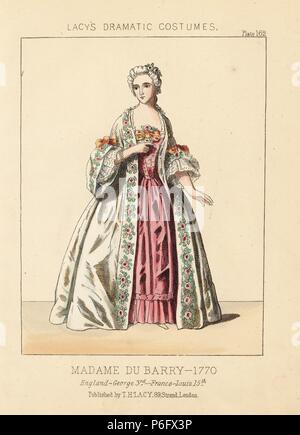 Costume of a lady, reign of George III, Louis XVI, 1779. She wears