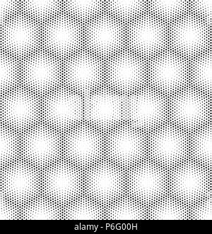 Seamless halftone vector background.Hexagons filled with black circles . Stock Vector