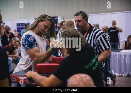 men arm wrestling match Stock Photo