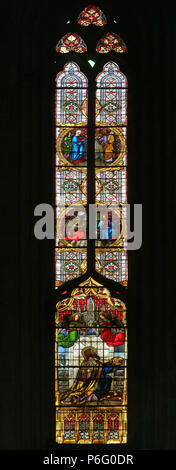 Stained glass in Zagreb cathedral dedicated to the Assumption of Mary Stock Photo