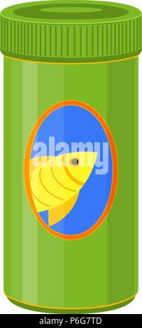 Colorful cartoon fish food jar Stock Vector