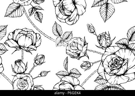 Hand drawn seamless pattern of flowers and branches doodle. Floral and  herbal elements.in sketch style. Vector illustration. 7165028 Vector Art at  Vecteezy