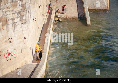 Saxophone on the river Seine Stock Photo