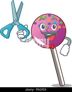 Barber lollipop with sprinkles character cartoon Stock Vector